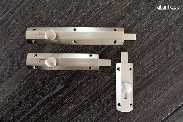 ASB4SN Atlantic Solid Brass Surface Door Bolt 4" - Satin Nickel - Image 3