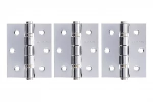 Ball Bearing Hinges 3" x 2.5" x 2.5mm set of 3 - Polished Chrome