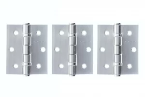 Ball Bearing Hinges 3" x 2.5" x 2.5mm set of 3 - Satin Chrome