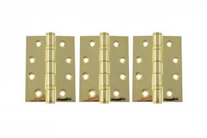 Ball Bearing Hinges Grade 13 Fire Rated 4" x 3" x 3mm set of 3 - Polished Brass