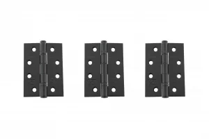 Ball Bearing Hinges Grade 11 Fire Rated 4" x 3" x 2.5mm set of 3 - Matt Black
