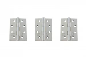 Ball Bearing Hinges Grade 11 Fire Rated 4" x 3" x 2.5mm set of 3 - Polished Chrome