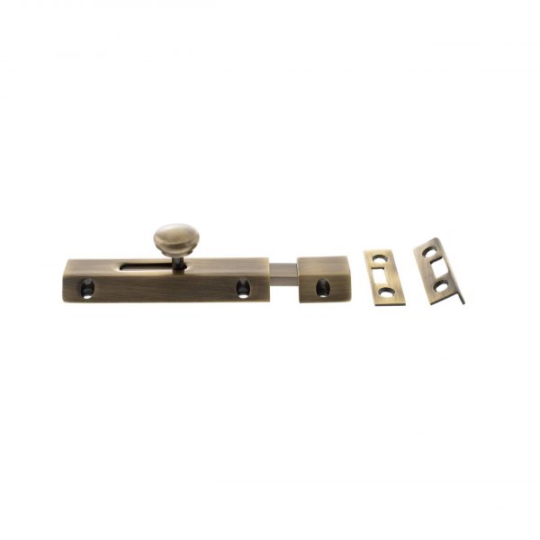 ASB4AB Atlantic Solid Brass Surface Door Bolt 4" - Antique Brass - Image 2