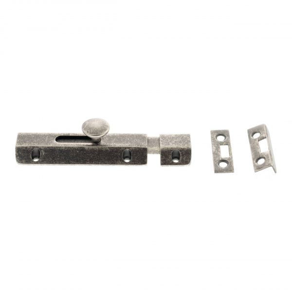 ASB4DS Atlantic Solid Brass Surface Door Bolt 4" - Distressed Silver - Image 2