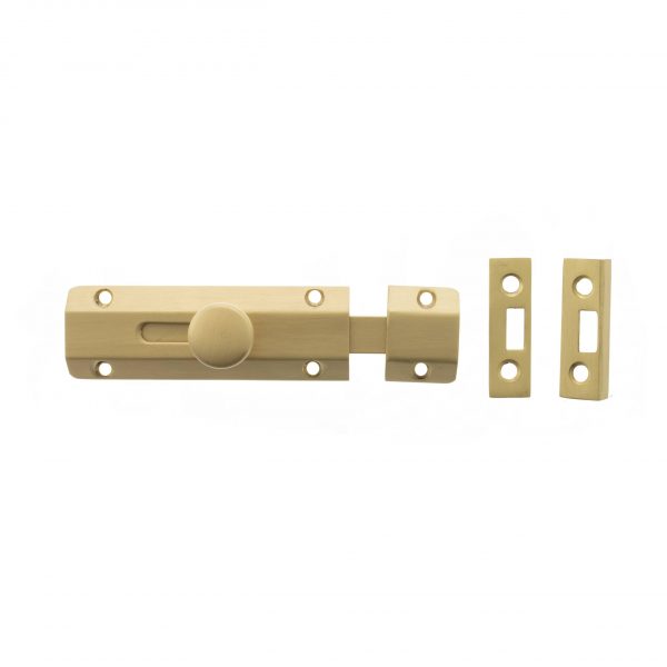 ASB4SB Atlantic Solid Brass Surface Door Bolt 4" - Satin Brass