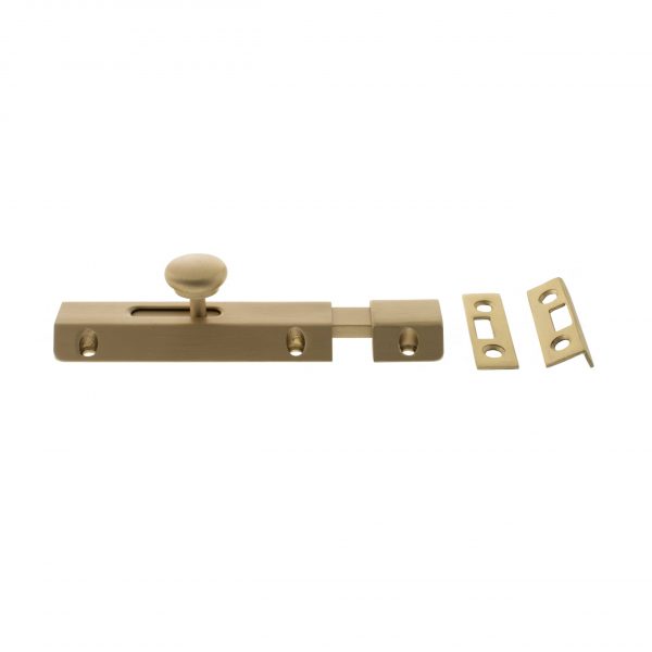 ASB4SB Atlantic Solid Brass Surface Door Bolt 4" - Satin Brass - Image 2