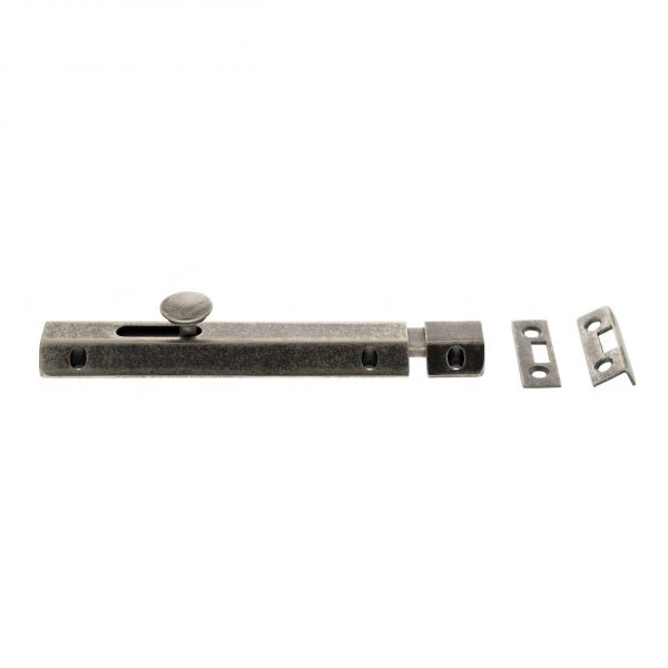 ASB6DS Atlantic Solid Brass Surface Door Bolt 6" - Distressed Silver - Image 2