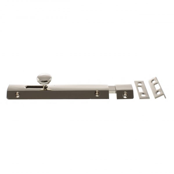ASB6PN Atlantic Solid Brass Surface Door Bolt 6" - Polished Nickel - Image 2