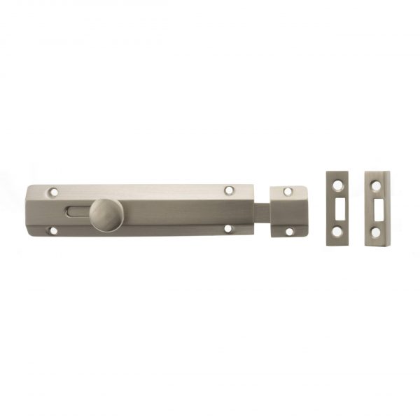 ASB6SN Atlantic Solid Brass Surface Door Bolt 6" - Satin Nickel
