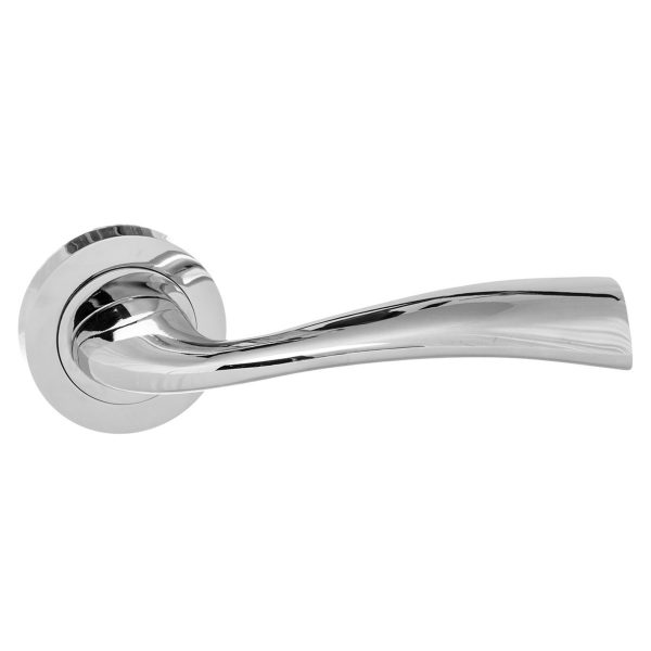 ECO30PC Eco Wave Aluminium Lever Door Handle on Round Rose - Polished Chrome