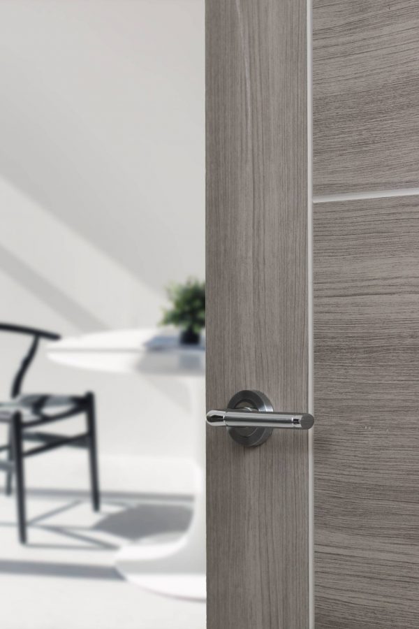 ECO40SCPC Eco Ocean Aluminium Lever Door Handle on Round Rose - Satin Chrome/Polished Chrome - Image 2