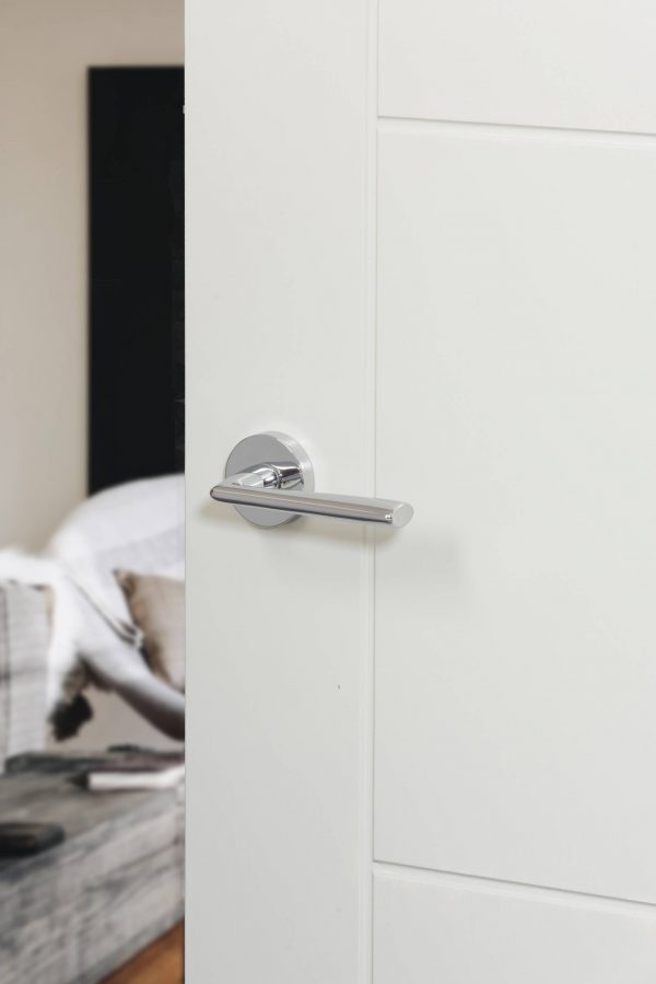 FMR133PC Forme Milly Lever Door Handle on Minimal Round Rose - Polished Chrome - Image 2