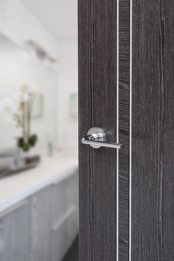 FMR158SCPC Forme Milly Lever Door Handle on Minimal Round Rose - Satin Chrome/Polished Chrome - Image 2