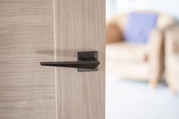 FMS215MB Forme Naxos Lever Door Handle on Minimal Square Rose - Matt Black - Image 2