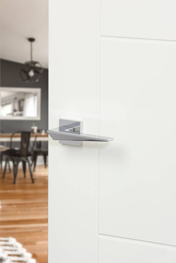 FMS215PC Forme Naxos Lever Door Handle on Minimal Square Rose - Polished Chrome - Image 2