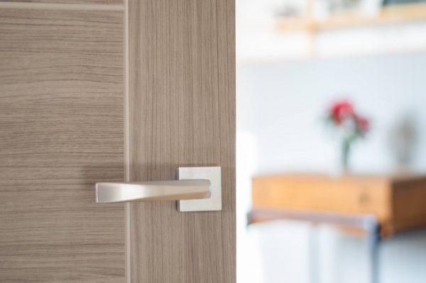 FMS268SC Forme Crystal Lever Door Handle on Minimal Square Rose - Satin Chrome - Image 2