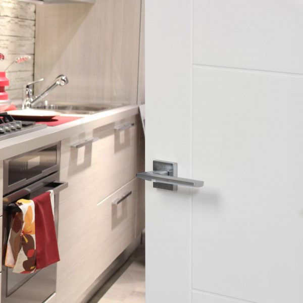 FMS422SC Forme Boston Lever Door Handle on Minimal Square Rose - Satin Chrome - Image 2