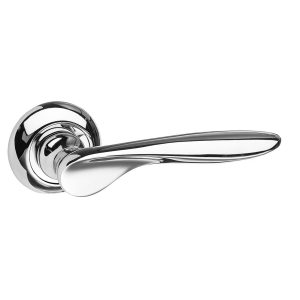 MC25CP Mediterranean Malta Lever Door Handle on Round "C" Rose - Polished Chrome