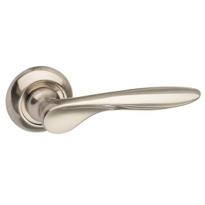 MC25SN Mediterranean Malta Lever Door Handle on Round "C" Rose - Satin Nickel