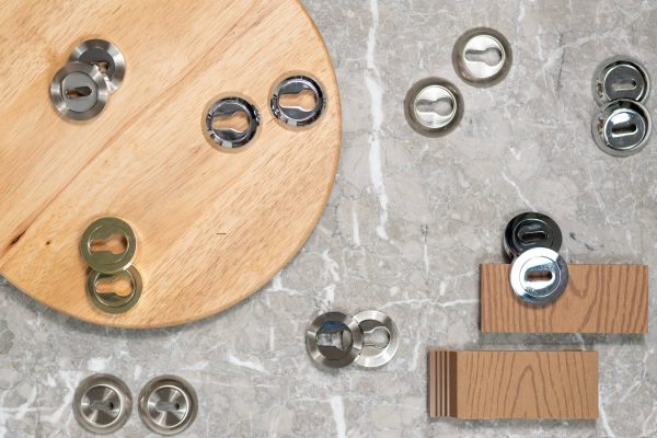 S3ESCERSNNP STATUS Euro Escutcheons on Round Rose - Satin Nickel/Nickel Plate - Image 2