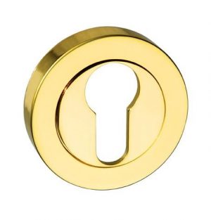 MESCEBP Mediterranean Euro Escutcheons on Round Rose - Polished Brass