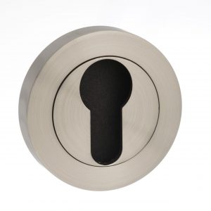 MESCESN Mediterranean Euro Escutcheons on Round Rose - Satin Nickel