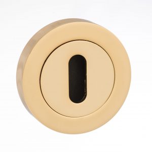 MESCKBP Mediterranean Key Escutcheons on Round Rose - Polished Brass