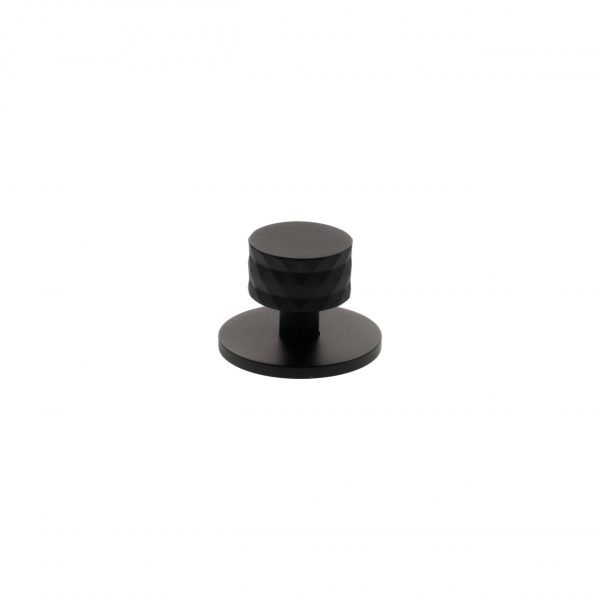 Millhouse Brass Chrysler Diamond Round Cabinet Knob Handle - Matt Black - Image 2