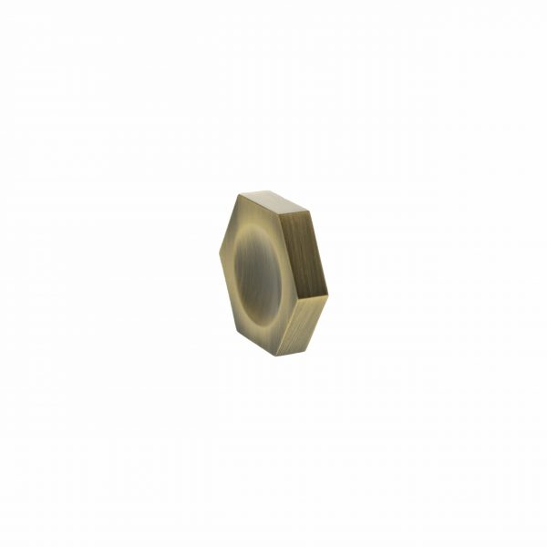 MHCH1338AB Millhouse Brass Pennington Hexagonal Finger Pull Cabinet Knob Handle - Antique Brass - Image 2