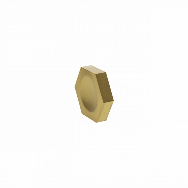 MHCH1338SB Millhouse Brass Pennington Hexagonal Finger Pull Cabinet Knob Handle - Satin Brass - Image 2