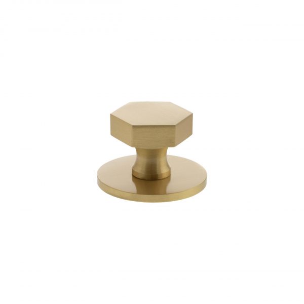 Millhouse Brass Pennington Hexagonal Cabinet Knob Handle - Satin Brass - Image 2