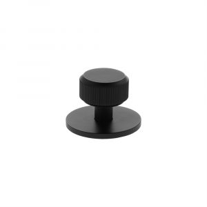 Millhouse Brass Battersea Linear Round Cabinet Knob Handle on Backplate - Matt Black