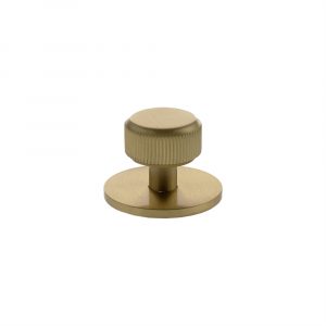 Millhouse Brass Battersea Linear Round Cabinet Knob Handle on Backplate - Satin Brass