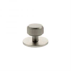 Millhouse Brass Battersea Linear Round Cabinet Knob Handle on Backplate - Satin Nickel