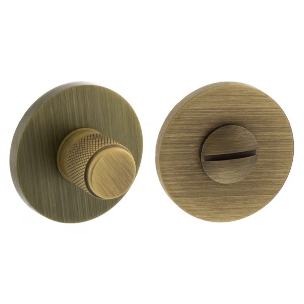 MHSRKWCYB Millhouse Brass Knurled WC Turn and Release on 5mm Slimline Round Rose - Yester Bronze