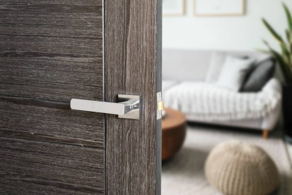 O10815ESC Oro & Oro Galassia Lever Door Handle on Square Rose - Satin Chrome - Image 2