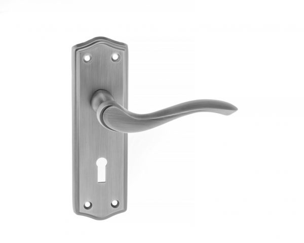 OE178KMBN Old English Warwick Key Lever Door Handle on Backplate - Matt Gun Metal