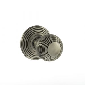 OE50RMKMBN Old English Ripon Solid Brass Reeded Mortice Knob on Concealed Fix Rose - Matt Gun Metal