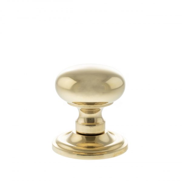 OE58MMKRB Old English Harrogate Solid Brass Mushroom Mortice Knob on Concealed Fix Rose - Unlacquered Brass - Image 2