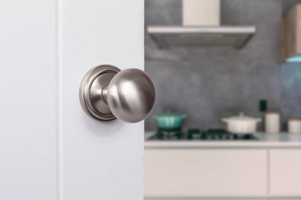 OE58MMKSN Old English Harrogate Solid Brass Mushroom Mortice Knob on Concealed Fix Rose - Satin Nickel - Image 2