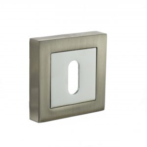 S4ESCKSSNPC STATUS Key Escutcheons on S4 Square Rose - Satin Nickel/Polished Chrome