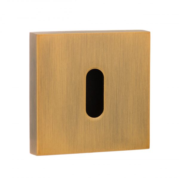 SPESCKWAB Senza Pari Key Escutcheons on Flush Square Rose - Weathered Antique Bronze