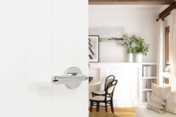 T293RPC Tupai Rapido CurvaLine Adra Lever Door Handle on Round Rose - Bright Polished Chrome - Image 2